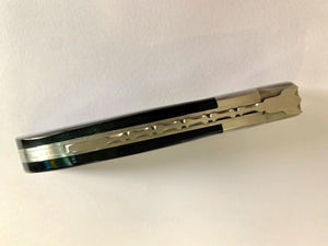 Couteau régional pliant 'Le Camarguais N°12 Trident Forgé Ciselé 10,5 cm pointe de corne noire