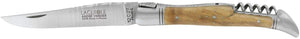 ANDRE VERDIER LAGUIOLE PRESTIGE 12 cm Couteau pliant régional - 2 pièces avec tire-bouchon - Manche Olive - Fabriqué en France