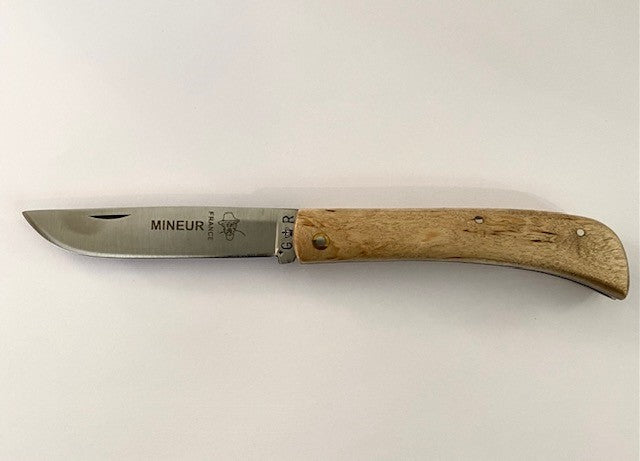 Le Mineur Couteau de poche par Thiers-Issard, manche bouleau, lame inox 10cms.