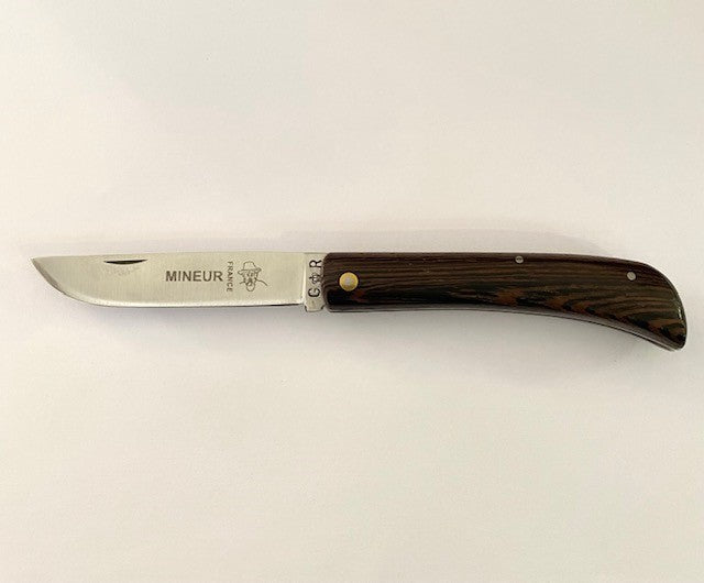 Le Mineur Couteau de poche par Thiers-Issard, manche wengé, lame inox 10cms.