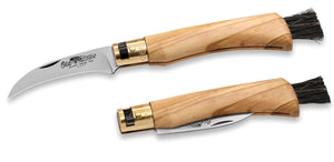 Couteau a champignons 'Old Bear' manche en bois d'oliver, lame acier