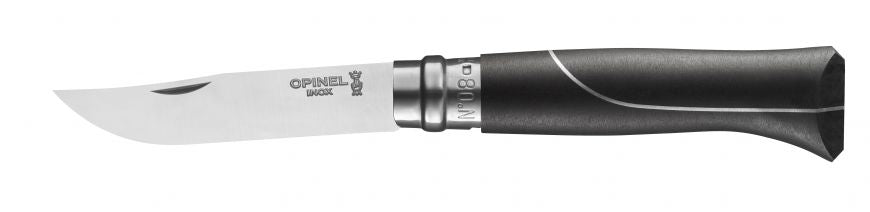 Couteau Luxe 'Ellipse' No 8 ébène avec une feuille d'aluminium, lame acier inoxydable, par Opinel