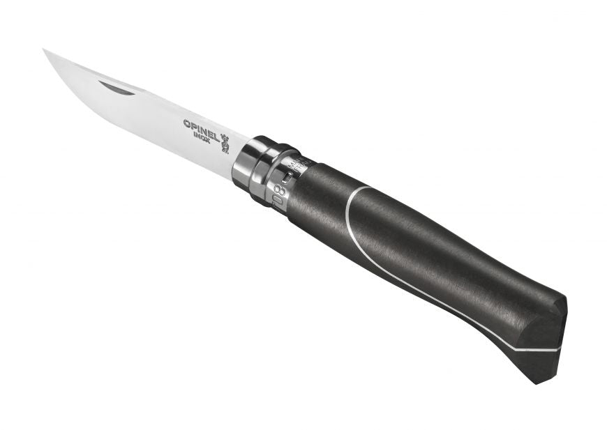 Couteau Luxe 'Ellipse' No 8 ébène avec une feuille d'aluminium, lame acier inoxydable, par Opinel