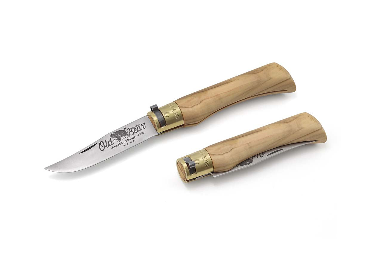 Couteau pliant 'Old Bear' avec manche en bois d’olivier