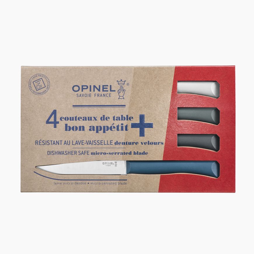 Opinel Coffret de 4 couteaux de table Bon Appétit + Tempête - Couleurs Panachées