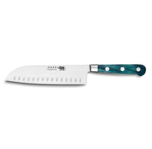 Couteau santoku Sabatier coupe emince 17cm lame inox forgé , manche Micarta, par Thiers-Issard