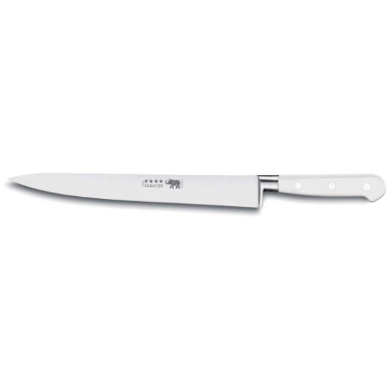 Couteau tranchelard Sabatier, lame inox forgé, manche micarta blanc, par Thiers-Issard