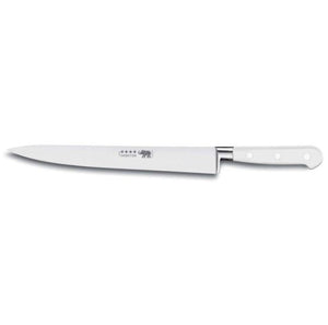 Couteau tranchelard Sabatier, lame inox forgé, manche micarta blanc, par Thiers-Issard
