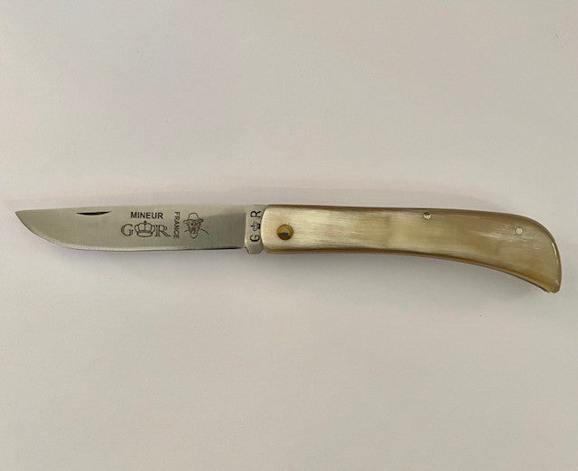 Le Mineur Couteau de poche par Thiers-Issard, manche pointe de corne, lame inox 10cms.